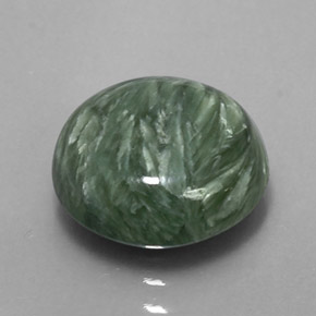 Serafinita verde natural 4,84ct, corte redondo, opaco