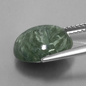 Serafinita verde natural 4,84ct, corte redondo, opaco