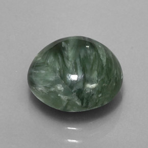 Serafinita verde natural 4,23ct, corte redondo, opaco