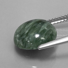 Serafinita verde natural 4,23ct, corte redondo, opaco