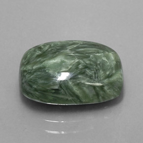 Serafinita verde natural 6,06ct, almofada cortada, opaco