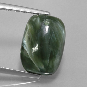 Serafinita Verde Natural 5.80ct, Almofada cortada, Opaco