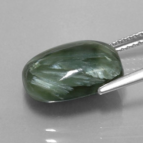 Serafinita Verde Natural 5.80ct, Almofada cortada, Opaco