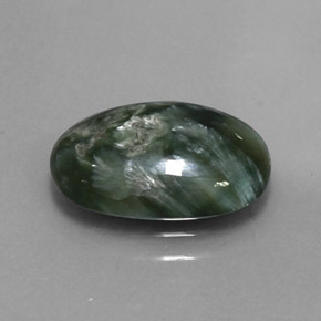 Serafinita verde natural 3,20ct, corte oval, opaco
