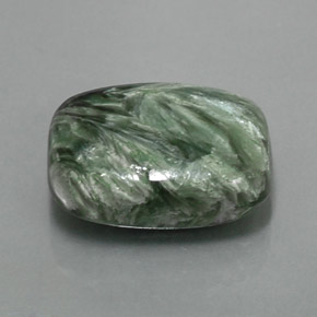 Serafinita verde natural 6,09ct, almofada cortada, opaco