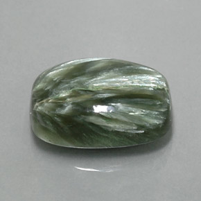Serafinita verde natural 5,80ct, almofada cortada, opaco