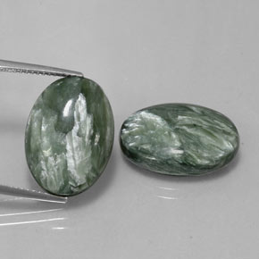 Pedras preciosas de serafinita verde natural de  ct, corte oval, opaco