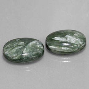 Pedras preciosas de serafinita verde natural de  ct, corte oval, opaco