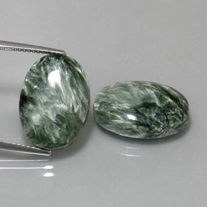 Pedras preciosas de serafinita verde natural de  ct, corte oval, opaco