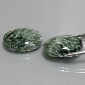 Pedras preciosas de serafinita verde natural de  ct, corte oval, opaco