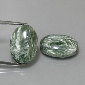 Pedras preciosas de serafinita verde natural de  ct, corte oval, opaco