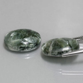 Pedras preciosas de serafinita verde natural de  ct, corte oval, opaco