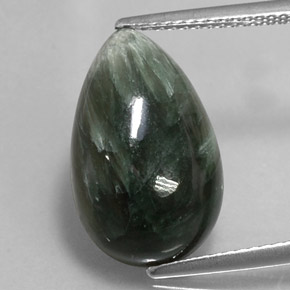 Serafinita verde natural 7,49ct, formato de pêra, opaco