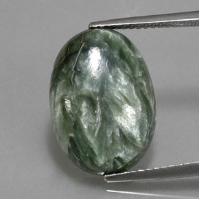 Serafinita Verde Natural 6.95ct, Corte Oval, Opaco