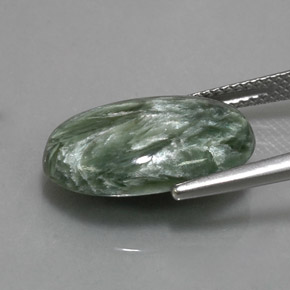 Serafinita Verde Natural 6.95ct, Corte Oval, Opaco