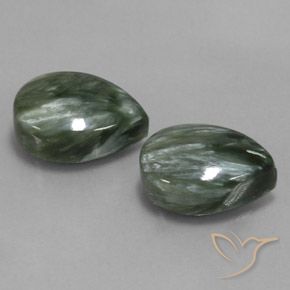 Pedras preciosas de Serafinita Verde natural de 11.90 ct, Formato de pêra, Opaco