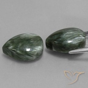 Pedras preciosas de Serafinita Verde natural de 11.90 ct, Formato de pêra, Opaco