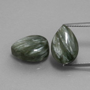 Pedras preciosas de serafinita verde natural de 11,51 ct, formato de pêra, opaco