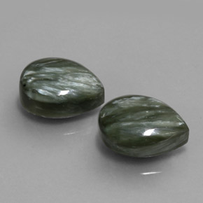 Pedras preciosas de serafinita verde natural de 11,51 ct, formato de pêra, opaco