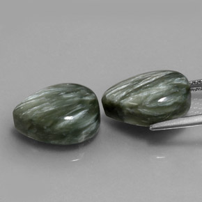 Pedras preciosas de serafinita verde natural de 11,51 ct, formato de pêra, opaco