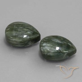 Pedras preciosas de Serafinita Verde natural de 11.92 ct, Formato de pêra, Opaco