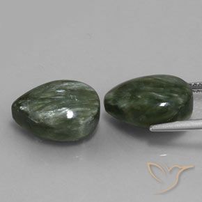 Pedras preciosas de Serafinita Verde natural de 11.92 ct, Formato de pêra, Opaco