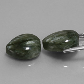 Pedras preciosas de Serafinita Verde natural de  ct, Formato de pêra, Opaco