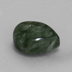 Serafinita verde natural 6,06ct, formato de pêra, opaco