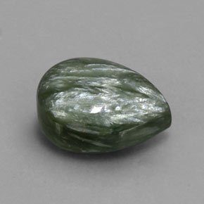 Serafinita Verde Natural 6.37ct, Formato de pêra, Opaco