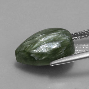 Serafinita Verde Natural 6.37ct, Formato de pêra, Opaco