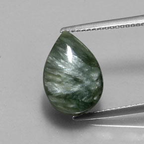 Serafinita verde natural 5,20ct, formato de pêra, opaco