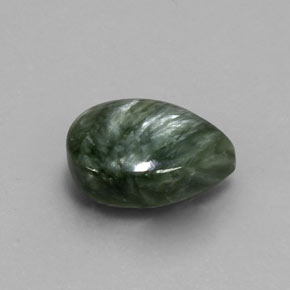 Serafinita verde natural 5,20ct, formato de pêra, opaco