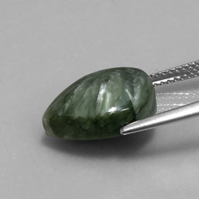 Serafinita verde natural 5,20ct, formato de pêra, opaco