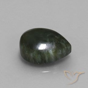 Serafinita Verde floresta Natural 5.86ct, Formato de pêra, Opaco