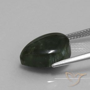 Serafinita Verde floresta Natural 5.86ct, Formato de pêra, Opaco