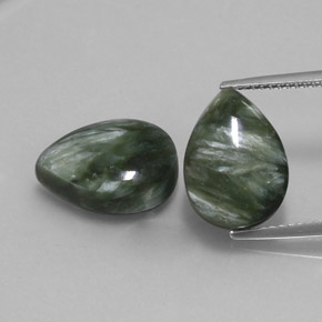Pedras preciosas de serafinita verde natural de  ct, formato de pêra, opaco