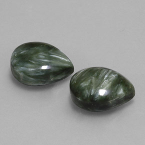 Pedras preciosas de serafinita verde natural de  ct, formato de pêra, opaco