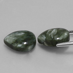 Pedras preciosas de serafinita verde natural de  ct, formato de pêra, opaco