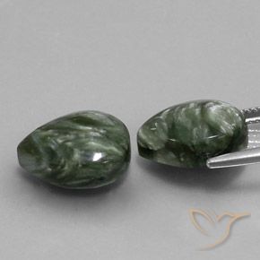Pedras preciosas de Serafinita Exército verde natural de 11.30 ct, Formato de pêra, Opaco