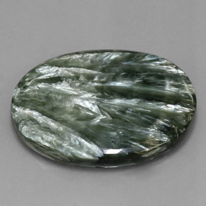 Serafinita verde natural 54,47ct, corte oval, opaco