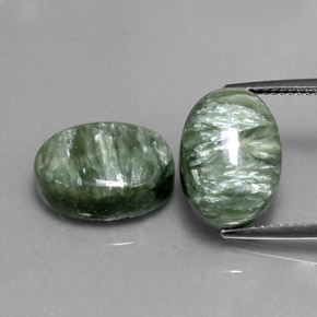 Pedras preciosas de serafinita verde natural de  ct, corte oval, opaco