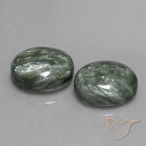 Pedras preciosas de Serafinita Verde médio natural de 12.50 ct, oval, Opaco