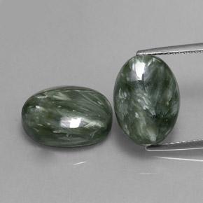 Pedras preciosas de serafinita verde natural de 12,97 ct, corte oval, opaco