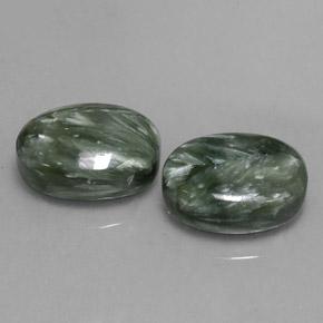Pedras preciosas de serafinita verde natural de 12,97 ct, corte oval, opaco