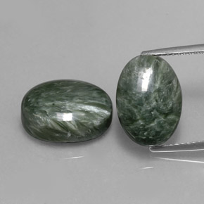 Pedras preciosas de serafinita verde natural de  ct, corte oval, opaco