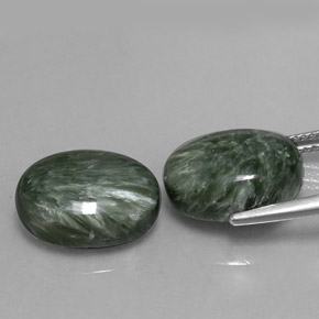 Pedras preciosas de serafinita verde natural de  ct, corte oval, opaco