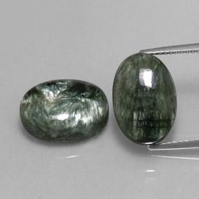 Pedras preciosas de serafinita verde natural de 13,29 ct, corte oval, opaco