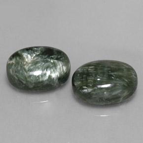 Pedras preciosas de serafinita verde natural de 13,29 ct, corte oval, opaco