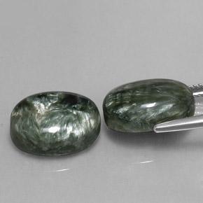 Pedras preciosas de serafinita verde natural de 13,29 ct, corte oval, opaco