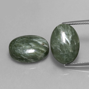 Pedras preciosas de serafinita verde natural de  ct, corte oval, opaco